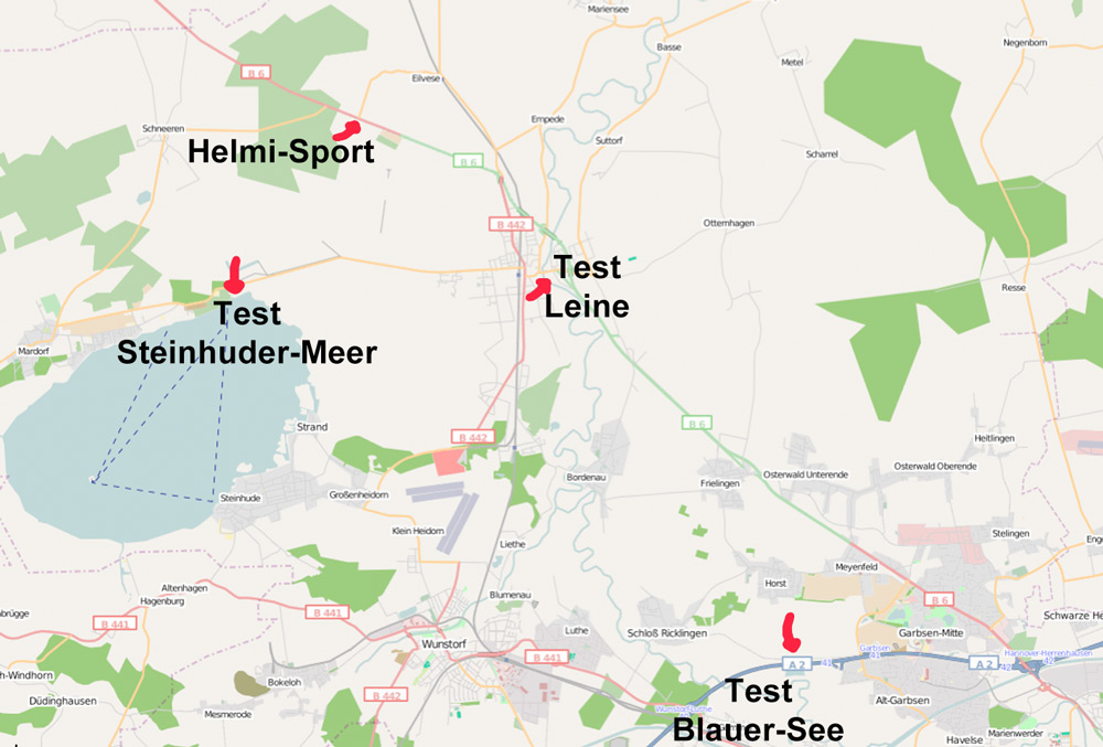 Landkarte Testgewässer